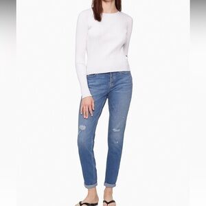 Calvin Klein New Distressed Mid Rise Boyfriend Jeans Size 27 Roll Up or Down